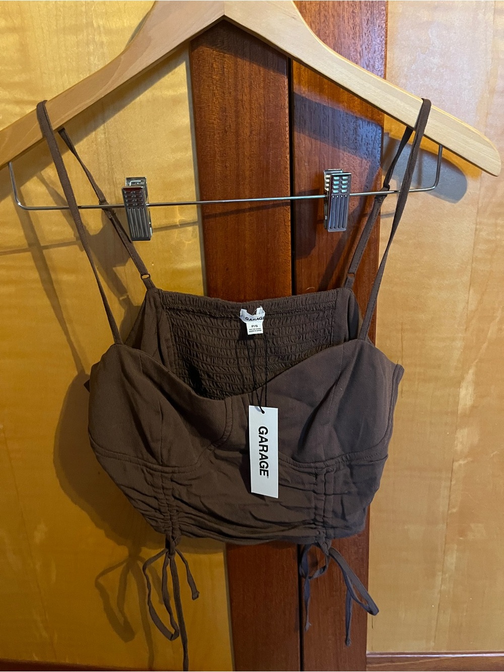 Garage Brown Ruched Crop Top